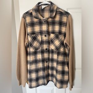 BKE brand  shacket with sweater sleeves Size small